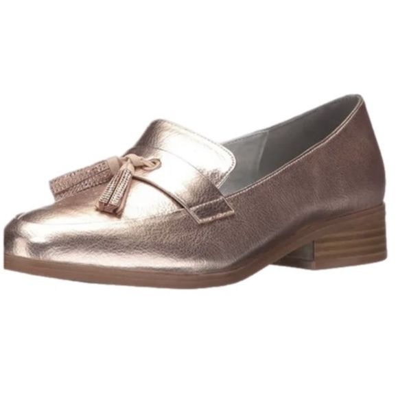 Kenneth Cole Reaction Jet Forward Rose Gold Pink Metallic Loafers w/ Tassel - Picture 1 of 4